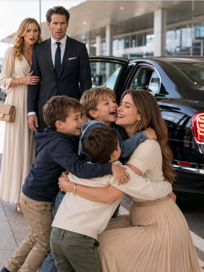 My Billionaire Ex-Husband Sat Beside Me on a Flight Just to Humiliate Me—Then Three Little Boys Ran Out of a1 Bentley Calling Me “Mom”